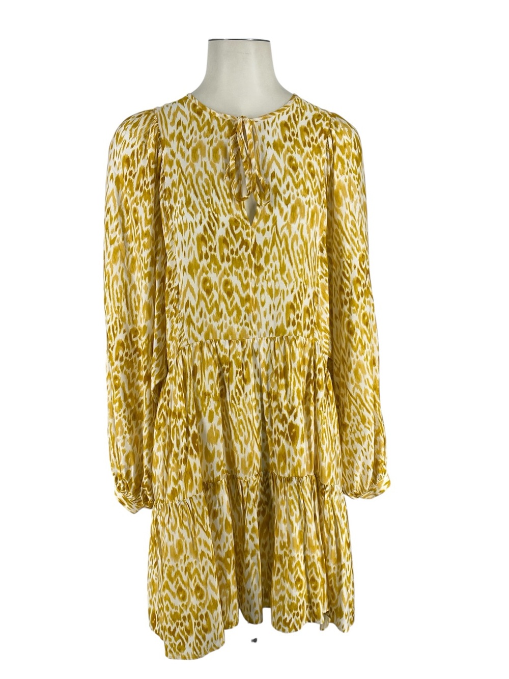 Anine Bing Yellow Madison Silk Blend Mini Dress With Bishop Sleeve Size Small